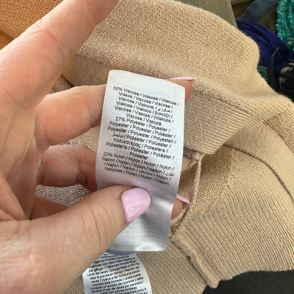 Soya Concept Tan/Rose Knit Cardigan Sweater Long Sleeve - Picture 3 of 3